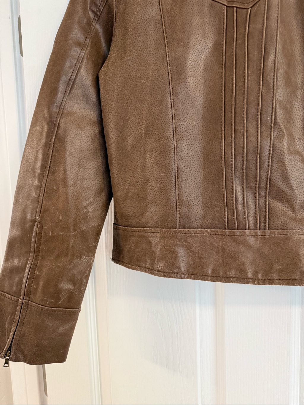 Moda International Brown Leather Zip Jacket — image 7 of 7